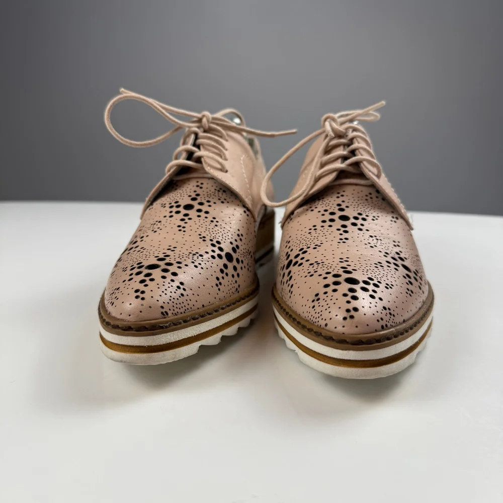 Dorking Fluchos Made in Spain Lace perforated wedge shoes pink size 6 EU 36 - Picture 4 of 11